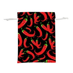 Seamless-vector-pattern-hot-red-chili-papper-black-background Lightweight Drawstring Pouch (l) by uniart180623