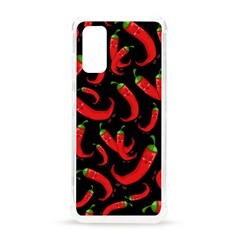 Seamless-vector-pattern-hot-red-chili-papper-black-background Samsung Galaxy S20 6 2 Inch Tpu Uv Case by uniart180623