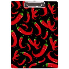 Seamless-vector-pattern-hot-red-chili-papper-black-background A4 Acrylic Clipboard by uniart180623