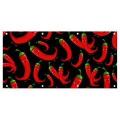 Seamless-vector-pattern-hot-red-chili-papper-black-background Banner And Sign 8  X 4  by uniart180623