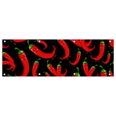 Seamless-vector-pattern-hot-red-chili-papper-black-background Banner And Sign 9  X 3  by uniart180623