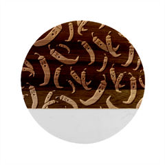 Seamless-vector-pattern-hot-red-chili-papper-black-background Marble Wood Coaster (round)