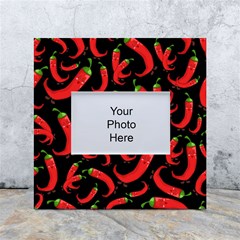 Seamless-vector-pattern-hot-red-chili-papper-black-background White Box Photo Frame 4  X 6  by uniart180623