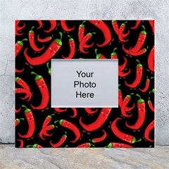 Seamless-vector-pattern-hot-red-chili-papper-black-background White Wall Photo Frame 5  X 7  by uniart180623