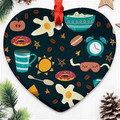 Seamless-pattern-with-breakfast-symbols-morning-coffee Ornament (heart) by uniart180623