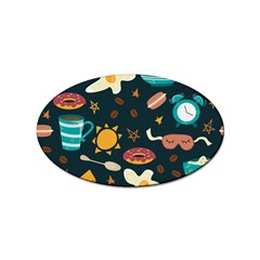 Seamless-pattern-with-breakfast-symbols-morning-coffee Sticker Oval (100 Pack) by uniart180623