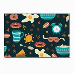 Seamless-pattern-with-breakfast-symbols-morning-coffee Postcard 4 x 6  (pkg Of 10) by uniart180623