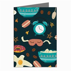 Seamless-pattern-with-breakfast-symbols-morning-coffee Greeting Cards (pkg Of 8) by uniart180623