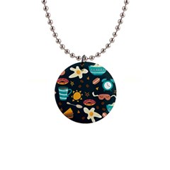 Seamless-pattern-with-breakfast-symbols-morning-coffee 1  Button Necklace by uniart180623