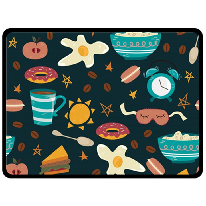 Seamless-pattern-with-breakfast-symbols-morning-coffee Fleece Blanket (Large)