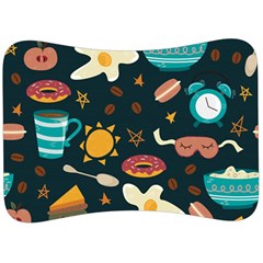 Seamless-pattern-with-breakfast-symbols-morning-coffee Velour Seat Head Rest Cushion by uniart180623