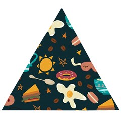 Seamless-pattern-with-breakfast-symbols-morning-coffee Wooden Puzzle Triangle by uniart180623