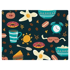 Seamless-pattern-with-breakfast-symbols-morning-coffee Premium Plush Fleece Blanket (extra Small) by uniart180623