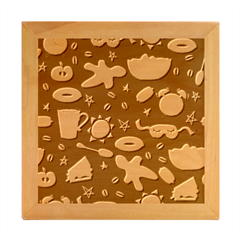 Seamless-pattern-with-breakfast-symbols-morning-coffee Wood Photo Frame Cube by uniart180623