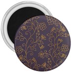 Seamless-pattern-gold-floral-ornament-dark-background-fashionable-textures-golden-luster 3  Magnets Front