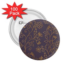 Seamless-pattern-gold-floral-ornament-dark-background-fashionable-textures-golden-luster 2 25  Buttons (100 Pack)  by uniart180623