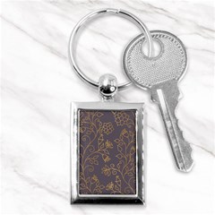 Seamless-pattern-gold-floral-ornament-dark-background-fashionable-textures-golden-luster Key Chain (rectangle)