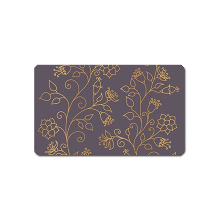 Seamless-pattern-gold-floral-ornament-dark-background-fashionable-textures-golden-luster Magnet (Name Card)