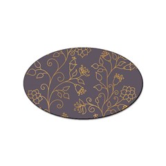 Seamless-pattern-gold-floral-ornament-dark-background-fashionable-textures-golden-luster Sticker Oval (100 Pack) by uniart180623