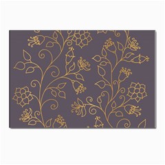 Seamless-pattern-gold-floral-ornament-dark-background-fashionable-textures-golden-luster Postcard 4 x 6  (pkg Of 10) by uniart180623