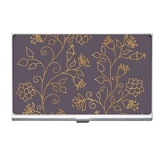 Seamless-pattern-gold-floral-ornament-dark-background-fashionable-textures-golden-luster Business Card Holder by uniart180623