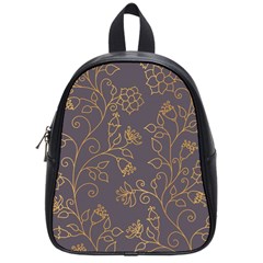 Seamless-pattern-gold-floral-ornament-dark-background-fashionable-textures-golden-luster School Bag (small)