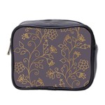 Seamless-pattern-gold-floral-ornament-dark-background-fashionable-textures-golden-luster Mini Toiletries Bag (Two Sides) Front