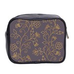 Seamless-pattern-gold-floral-ornament-dark-background-fashionable-textures-golden-luster Mini Toiletries Bag (Two Sides) Back