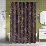 Seamless-pattern-gold-floral-ornament-dark-background-fashionable-textures-golden-luster Shower Curtain 48  x 72  (Small)  Curtain(48  X 72 )