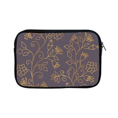 Seamless-pattern-gold-floral-ornament-dark-background-fashionable-textures-golden-luster Apple Ipad Mini Zipper Cases by uniart180623