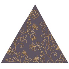 Seamless-pattern-gold-floral-ornament-dark-background-fashionable-textures-golden-luster Wooden Puzzle Triangle by uniart180623