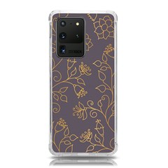 Seamless-pattern-gold-floral-ornament-dark-background-fashionable-textures-golden-luster Samsung Galaxy S20 Ultra 6 9 Inch Tpu Uv Case by uniart180623