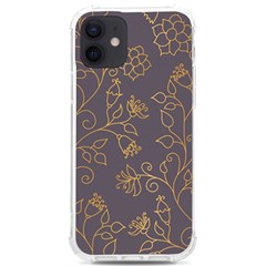 Seamless-pattern-gold-floral-ornament-dark-background-fashionable-textures-golden-luster Iphone 12/12 Pro Tpu Uv Print Case by uniart180623