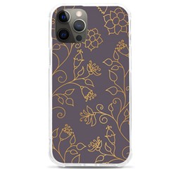 Seamless-pattern-gold-floral-ornament-dark-background-fashionable-textures-golden-luster Iphone 12 Pro Max Tpu Uv Print Case by uniart180623