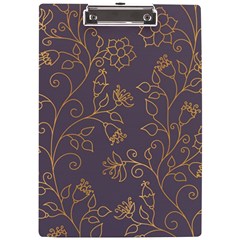 Seamless-pattern-gold-floral-ornament-dark-background-fashionable-textures-golden-luster A4 Acrylic Clipboard by uniart180623