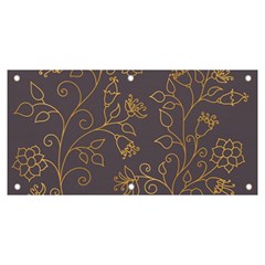 Seamless-pattern-gold-floral-ornament-dark-background-fashionable-textures-golden-luster Banner And Sign 6  X 3 