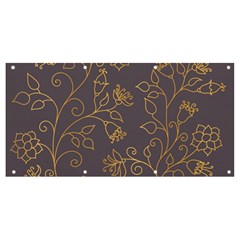 Seamless-pattern-gold-floral-ornament-dark-background-fashionable-textures-golden-luster Banner And Sign 8  X 4 