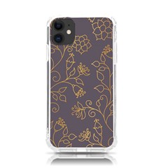 Seamless-pattern-gold-floral-ornament-dark-background-fashionable-textures-golden-luster Iphone 11 Tpu Uv Print Case by uniart180623