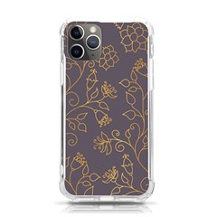 Seamless-pattern-gold-floral-ornament-dark-background-fashionable-textures-golden-luster Iphone 11 Pro 5 8 Inch Tpu Uv Print Case by uniart180623