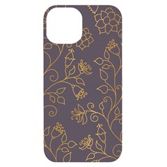 Seamless-pattern-gold-floral-ornament-dark-background-fashionable-textures-golden-luster Iphone 14 Black Uv Print Case by uniart180623