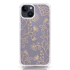 Seamless-pattern-gold-floral-ornament-dark-background-fashionable-textures-golden-luster Iphone 14 Tpu Uv Print Case by uniart180623