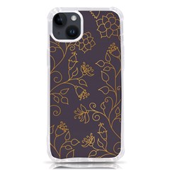 Seamless-pattern-gold-floral-ornament-dark-background-fashionable-textures-golden-luster Iphone 14 Plus Tpu Uv Print Case by uniart180623