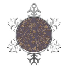 Seamless-pattern-gold-floral-ornament-dark-background-fashionable-textures-golden-luster Metal Small Snowflake Ornament