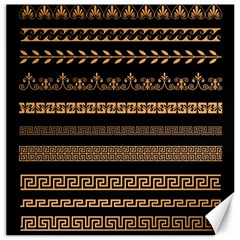 Set-antique-greek-borders-seamless-ornaments-golden-color-black-background-flat-style-greece-concept Canvas 16  X 16 