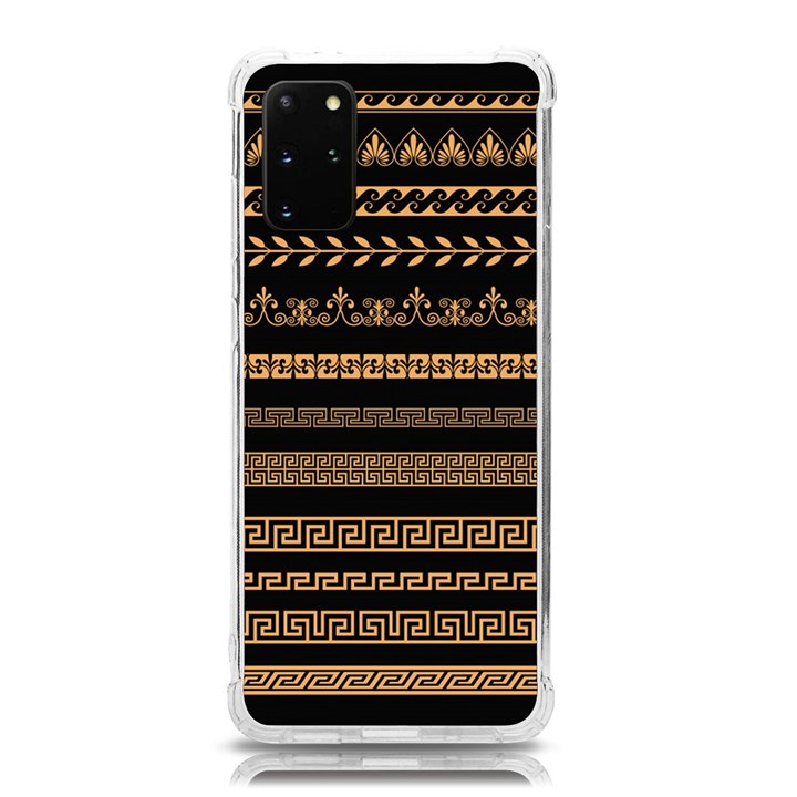 Set-antique-greek-borders-seamless-ornaments-golden-color-black-background-flat-style-greece-concept Samsung Galaxy S20Plus 6.7 Inch TPU UV Case