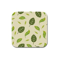 Leaf-spring-seamless-pattern-fresh-green-color-nature Rubber Square Coaster (4 Pack) by uniart180623