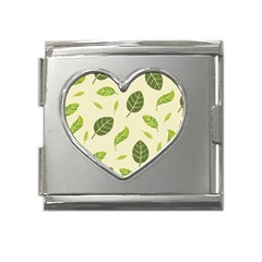 Leaf-spring-seamless-pattern-fresh-green-color-nature Mega Link Heart Italian Charm (18mm) by uniart180623