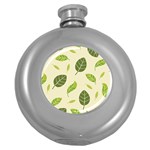 Leaf-spring-seamless-pattern-fresh-green-color-nature Round Hip Flask (5 oz) Front