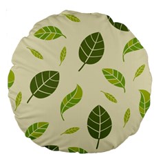 Leaf-spring-seamless-pattern-fresh-green-color-nature Large 18  Premium Round Cushions by uniart180623