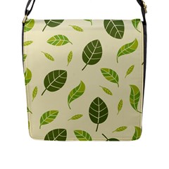 Leaf-spring-seamless-pattern-fresh-green-color-nature Flap Closure Messenger Bag (l) by uniart180623